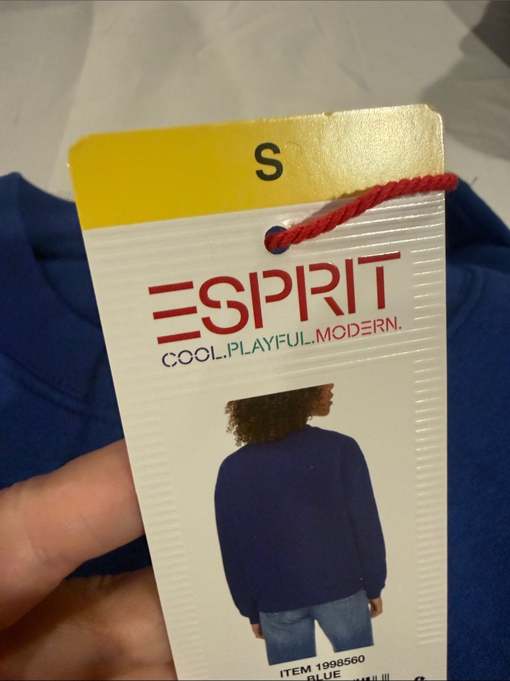 NWT Esprit Costco Crewneck Sweatshirt Blue Retro Logo 90s Throwback Cozy Fall - Picture 2 of 8